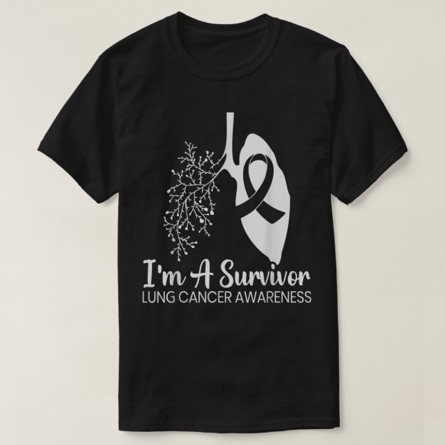 Jag är en efterlevande Lung Cancer Awareness Month T Shirt (Design framsida)