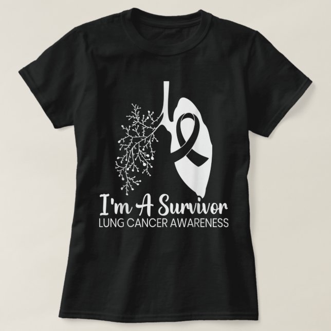 Jag är en efterlevande Lung Cancer Awareness Month T Shirt (Design framsida)