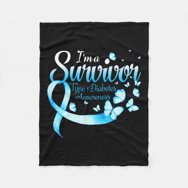 Jag är en efterlevande typ 1-diabetesbrödfjäril fleecefilt (Framsidan)