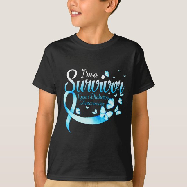Jag är en efterlevande typ 1-diabetesbrödfjäril t shirt (Framsida)