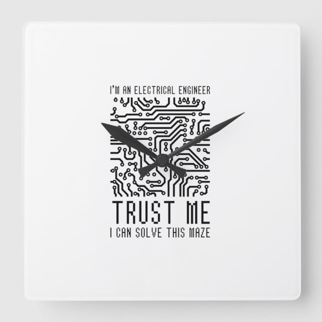 JAG ÄR EN ELEKTRISK INGENJÖR FYRKANTIG KLOCKA (Framsida)