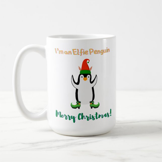 Jag är en Elfie Penguin-jultröja Kaffemugg (Vänster)