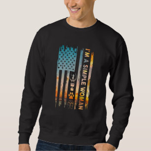 Jag Är En Enkel Kvinna Bågskytte Amerikansk Flagga Lång Ärmad Tröja