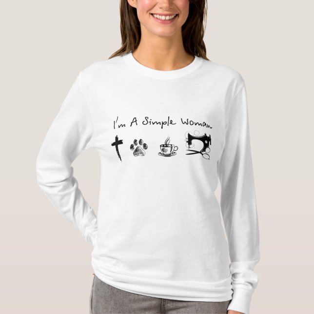 Jag är en enkel kvinna, Jesus hund kaffesed T Shirt (Framsida)