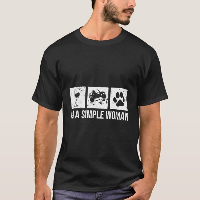 Jag är en enkel kvinna - Vin Utv & Hundar Sxs Side T Shirt (Framsida)