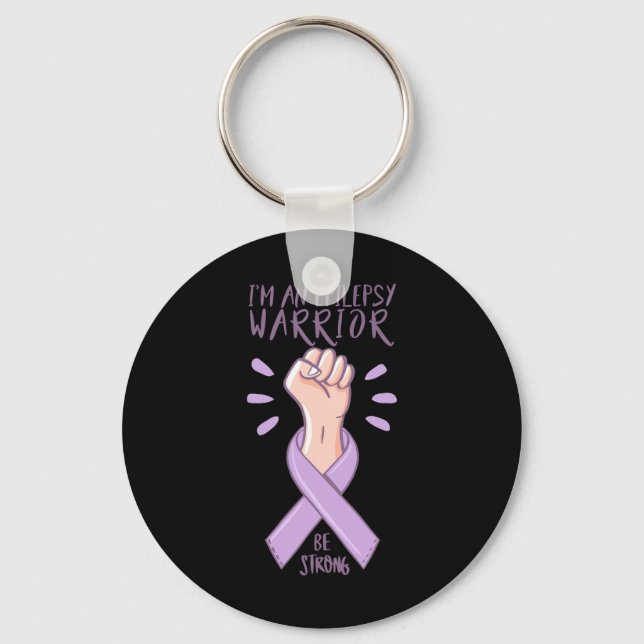 Jag är en epilepsiakarrior Awareness Day lila ribb Nyckelring (Framsida)