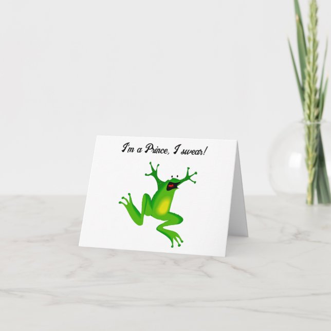 Jag är en Fairy Tale Prince Funny Grönt Frog Teckn Kort (Framsida)