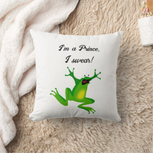 Jag är en Fairy Tale Prince Funny Grönt Frog Teckn Kudde
