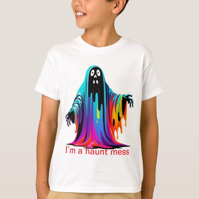 Jag är en -färglös Ghost Halloween T Shirt (Framsida)