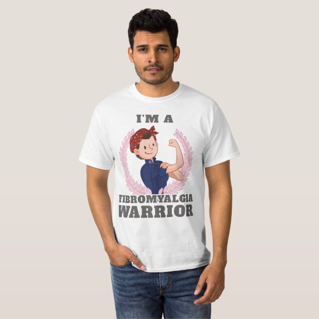 Jag är en Fibromyalgi Warrior FM Awareness Gift T Shirt (Hel framsida)