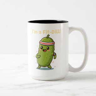Jag är en Fit-Dill! Rolig Fitness Gurka Puns Desig Två-Tonad Mugg