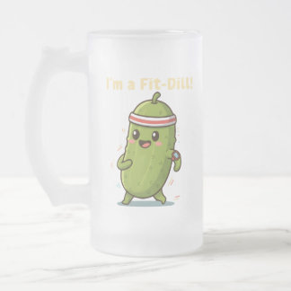 Jag är en Fit-Dill! Rolig Fitnessgurka Puns-design Frostat Ölglas