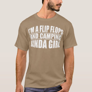 Jag är en flip-flops och camping-snälla tjej pojke t shirt
