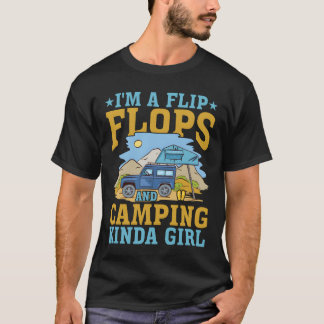 Jag Är En Flip Flops Och Camping Snälla Tjej retro T Shirt