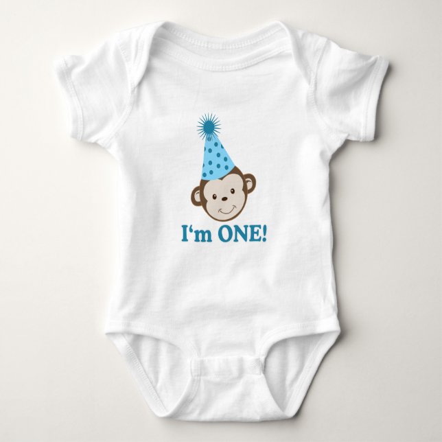 Jag är en första födelsedag, Monkey Party Hat Cree T Shirt (Framsida)