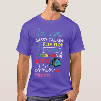 Jag är en fräck pratande flip flop snubbig camping t shirt