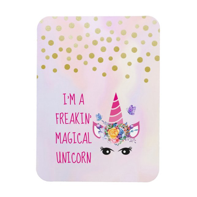 Jag är en Freakin'Magic Unicorn Funny Magnet (Vertikal)