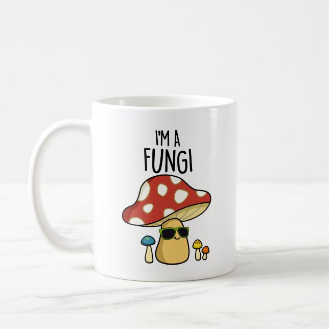 Jag är en Fungi Funny Mushroom Pun Kaffemugg (Vänster)