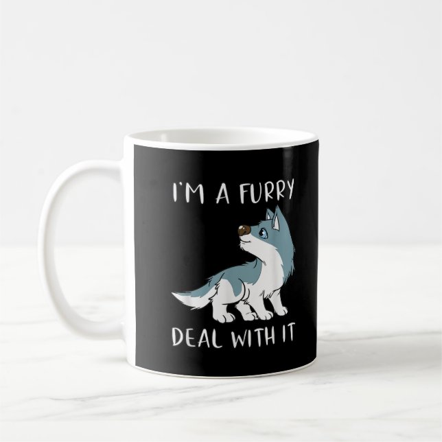Jag är en furry, hantera det söta furry-fandom fur kaffemugg (Vänster)