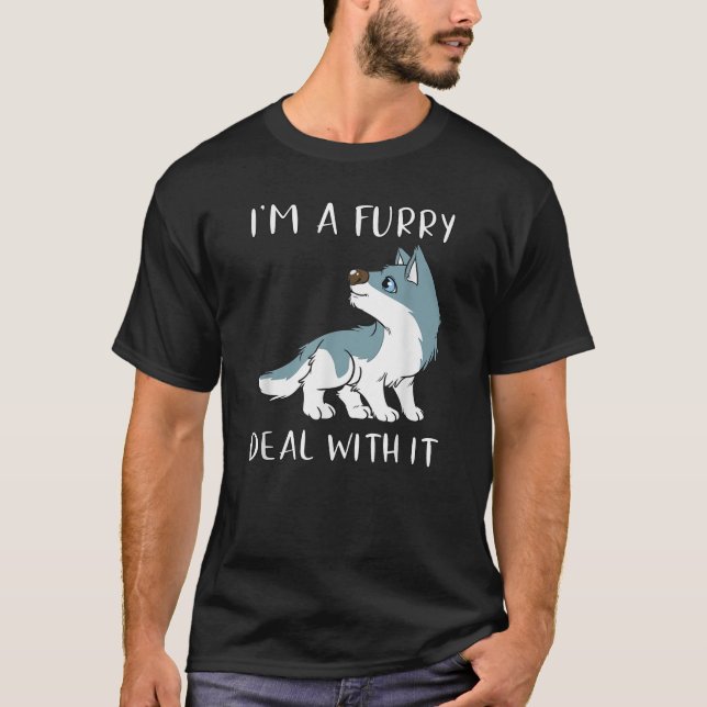Jag är en furry, hantera det söta furry-fandom-fur t shirt (Framsida)