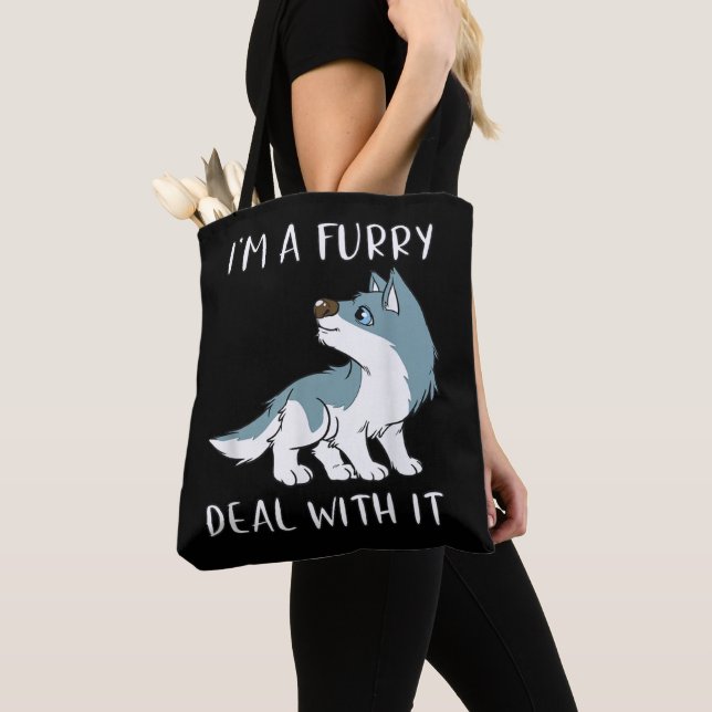 Jag är en furry, hantera det söta furry fandom fur tygkasse (Närbild)