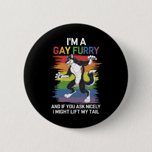 Jag är en gay furry räv regnbåge HBTQ stolthet Knapp