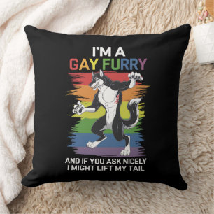 Jag är en gay furry räv regnbåge HBTQ stolthet Kudde