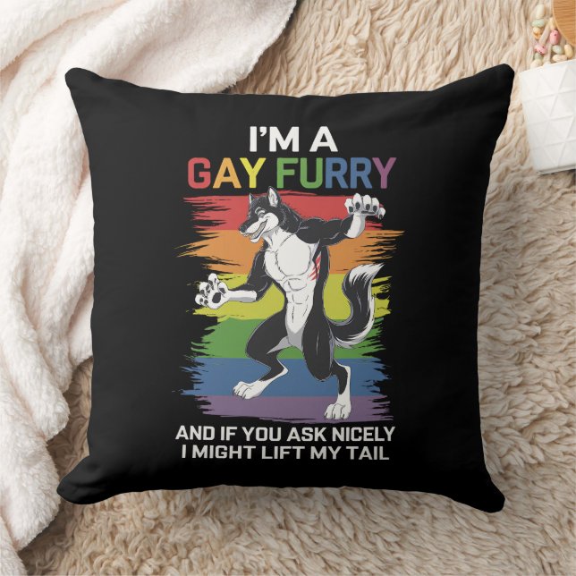Jag är en gay furry räv regnbåge HBTQ stolthet Kudde (Filt)