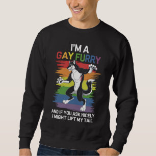 Jag är en gay furry räv regnbåge HBTQ stolthet Lång Ärmad Tröja