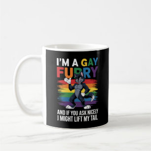 Jag Är En Gay Furry Regnbåge Räv Varg Pride Månad Kaffemugg