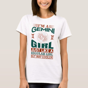 Jag är en gemini Girl Coola Zodiac-signatur T Shirt