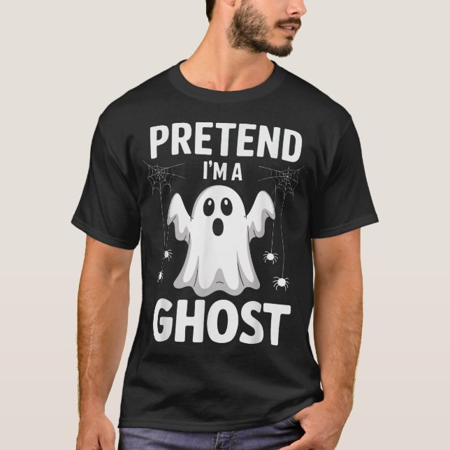 Jag är en Ghost Lazy Halloween Costume T Shirt (Framsida)