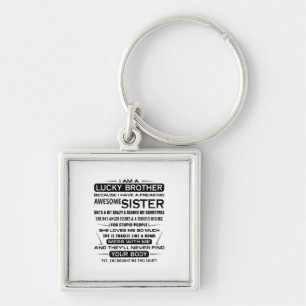 Jag är en glad brodergåva till broder fyrkantig silverfärgad nyckelring
