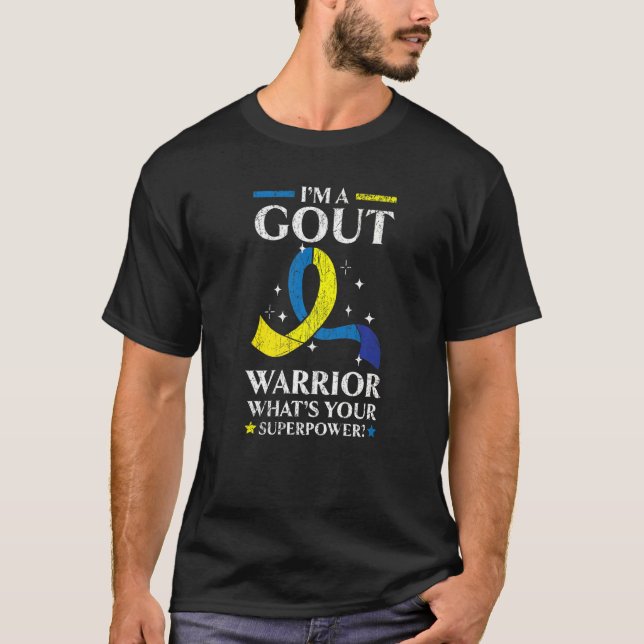 Jag är en Gout Warrior Podagra Gout Awareness Dise T Shirt (Framsida)