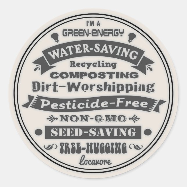 Jag är en Grönt Runt Klistermärke (Framsida)