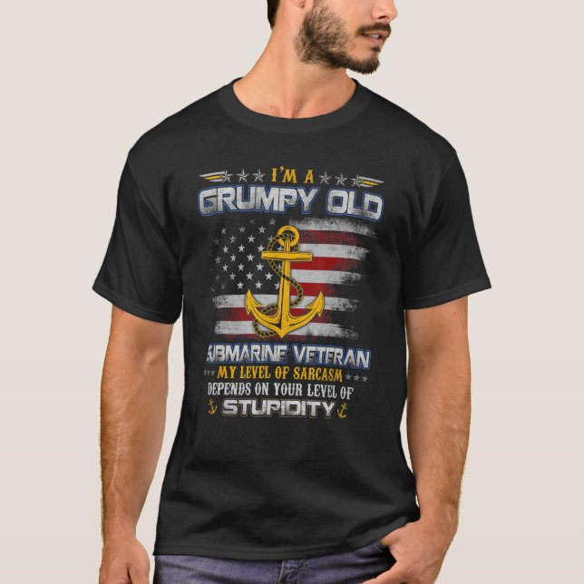 Jag är en grumpy Old Submarine Veteran Submariner  T Shirt (Framsida)