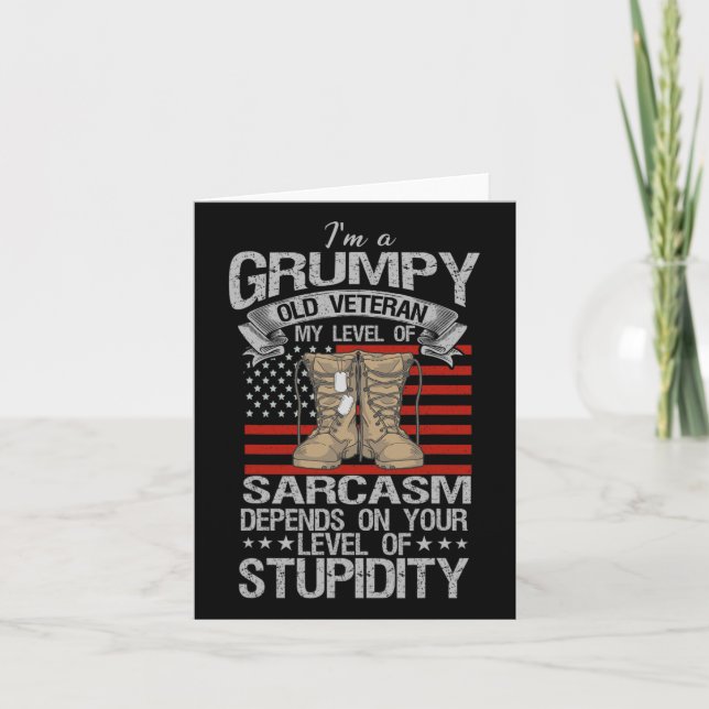 Jag är en grumpy Old Veteran Funny Army US Flagga  Kort (Framsida)