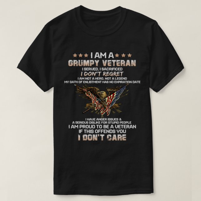 Jag är en grumpy Old Veteran US Flagga Tee Fars da (Design framsida)