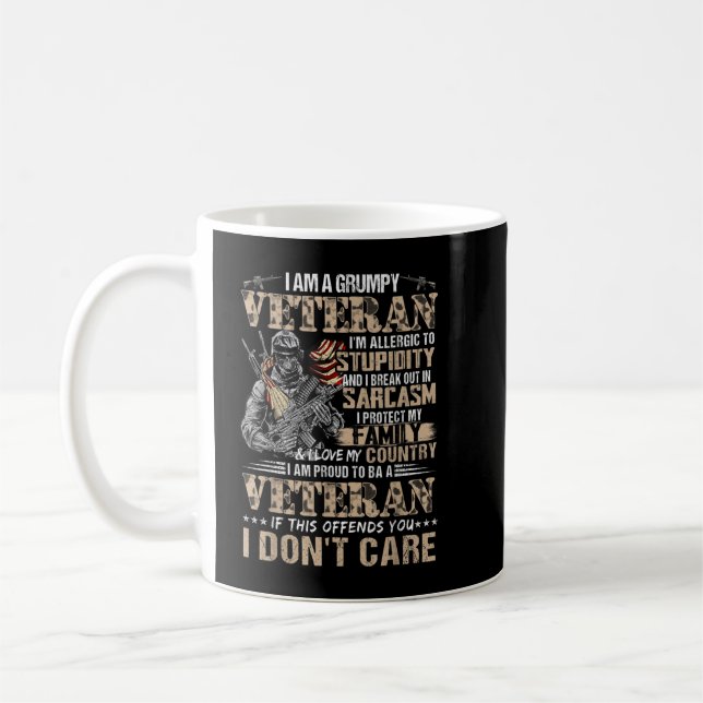 Jag är en grumpy Veteran Sarcasm American Patriot  Kaffemugg (Vänster)