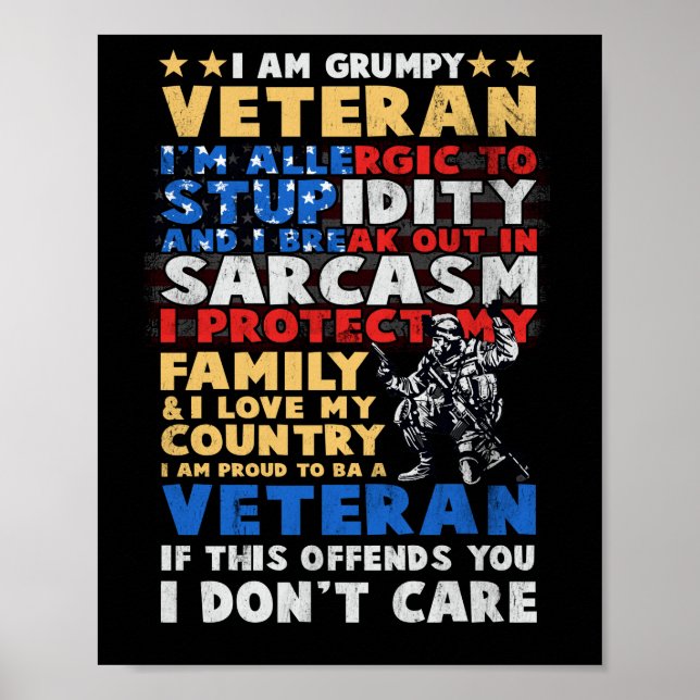 Jag är en grumpy Veteran stolt över att vara veter Poster (Framsidan)