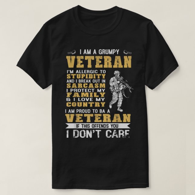Jag är en grumpy Veteran stolt över att vara veter T Shirt (Design framsida)