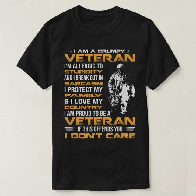 Jag är en grumpy Veteran stolt över att vara veter T Shirt (Design framsida)