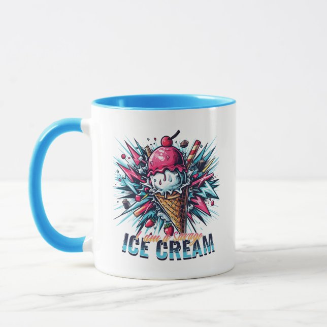 Jag är en grym glass, blå rosa färgstark mugg (Vänster)