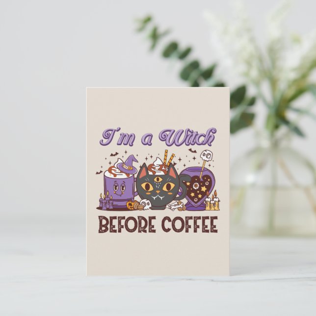 Jag är en häxa före kaffe - kaffe Älskare Vykort (Stående Fram)