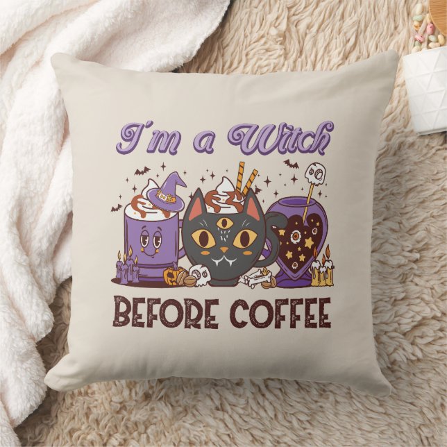Jag är en häxa före kaffe kudde (Filt)