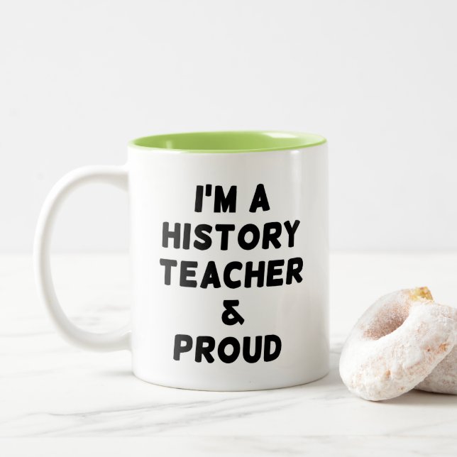 JAG ÄR EN HISTORIALÄRARE & STOLT Tvåtons KAFFEKOPP (Med munk)