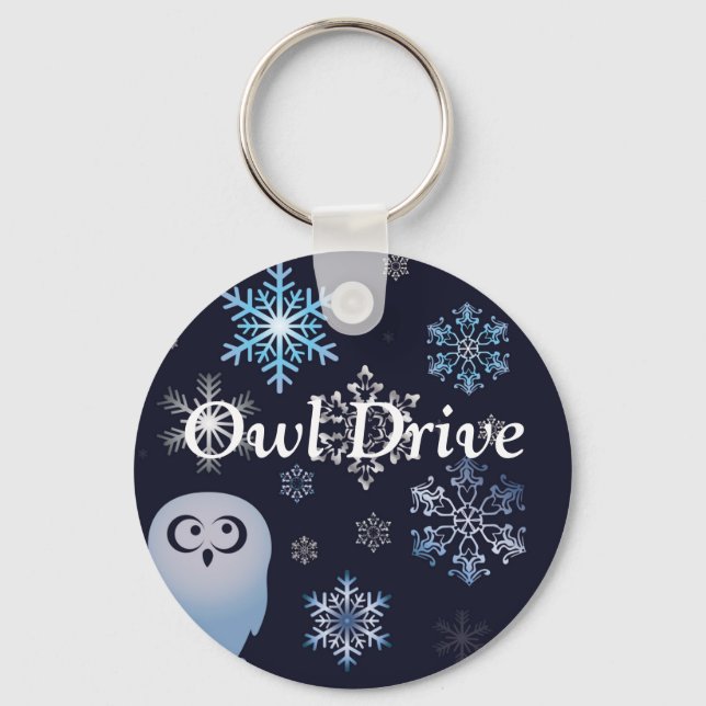 Jag är en Hoot Snowy Uggla jul Uggla Blue Nyckelring (Framsida)