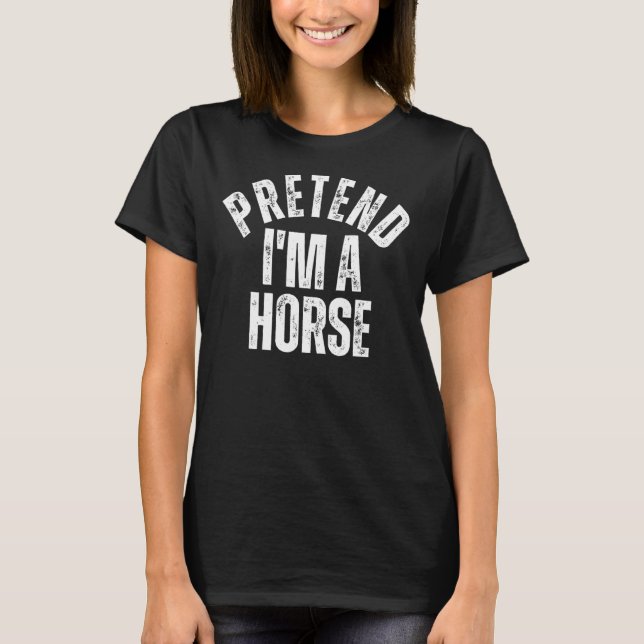 Jag är en Horse Lazy Par Halloween Costum T Shirt (Framsida)