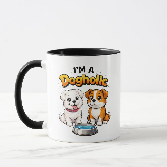 Jag Är En Hundholic Söta Valpar Mugg (Vänster)