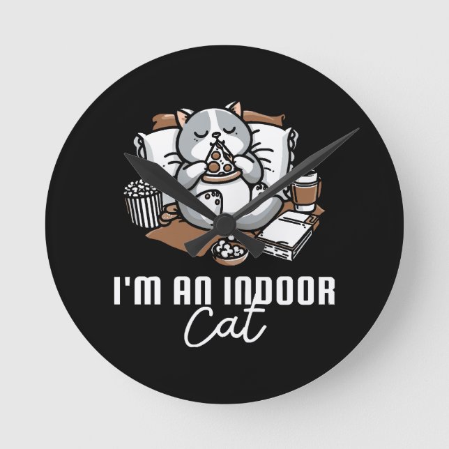 Jag är en inomhuskat - Introvert kat Rund Klocka (Framsida)